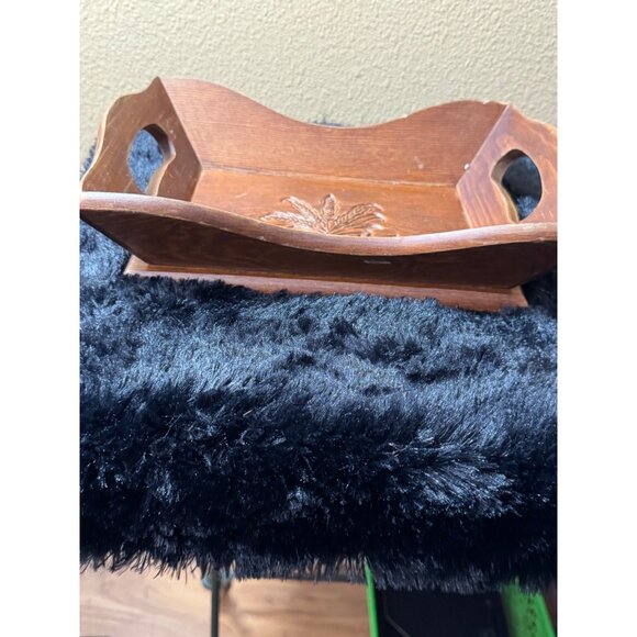 Vintage Wood Serving Tray With Wheat Design & Handles 12" X 9" - Picture 2 of 7